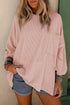 Ribbed Roll-tab Sleeve Chest Pocket Oversize Top